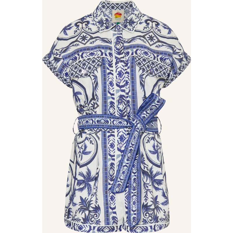 Farm Rio Jumpsuit Wonderful City Aus Leinen weiss