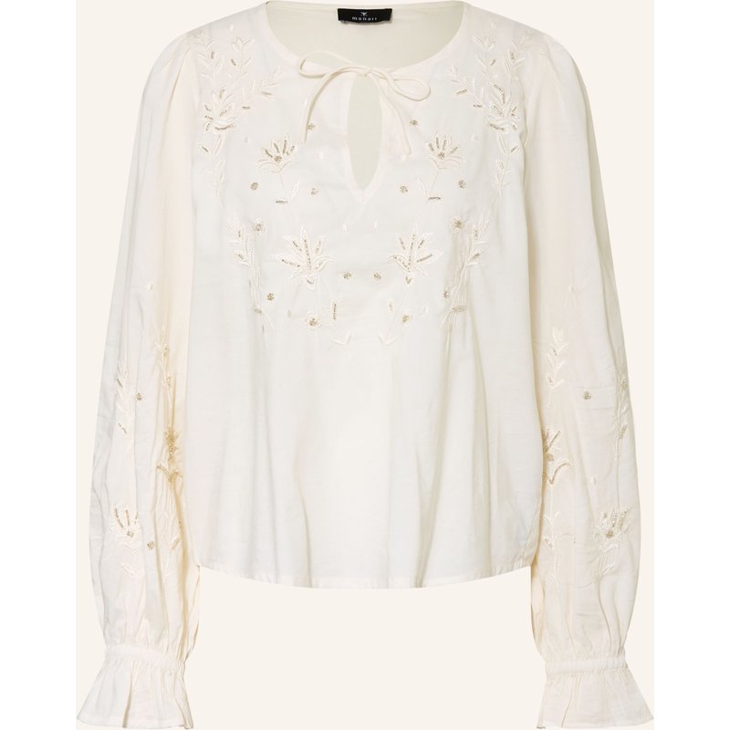 Monari Blusenshirt Mit Rüschen Und Schmucksteinen beige