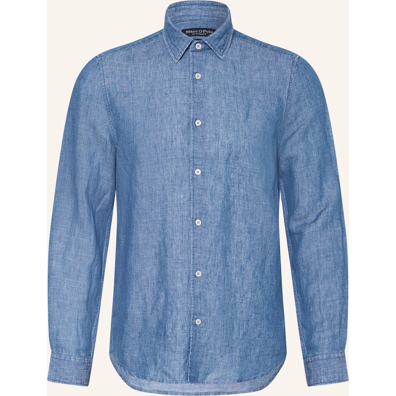 Marc O'polo Hemd Shaped Fit Mit Leinen blau