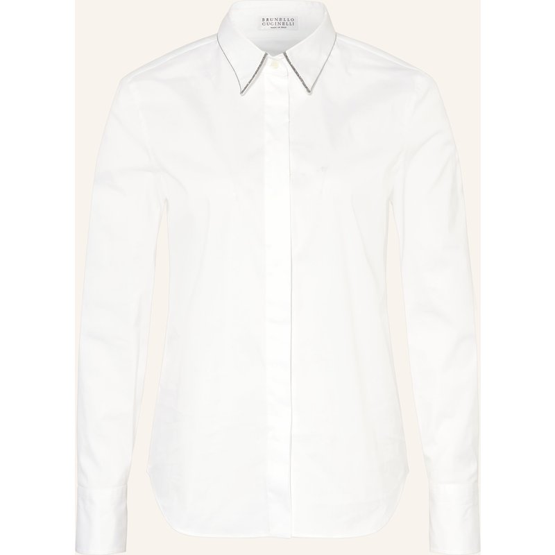 Brunello Cucinelli Hemdbluse Mit Schmucksteinen weiss