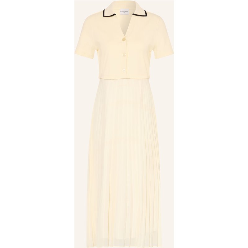 Claudie Pierlot Kleid Im Materialmix Mit Plissees beige