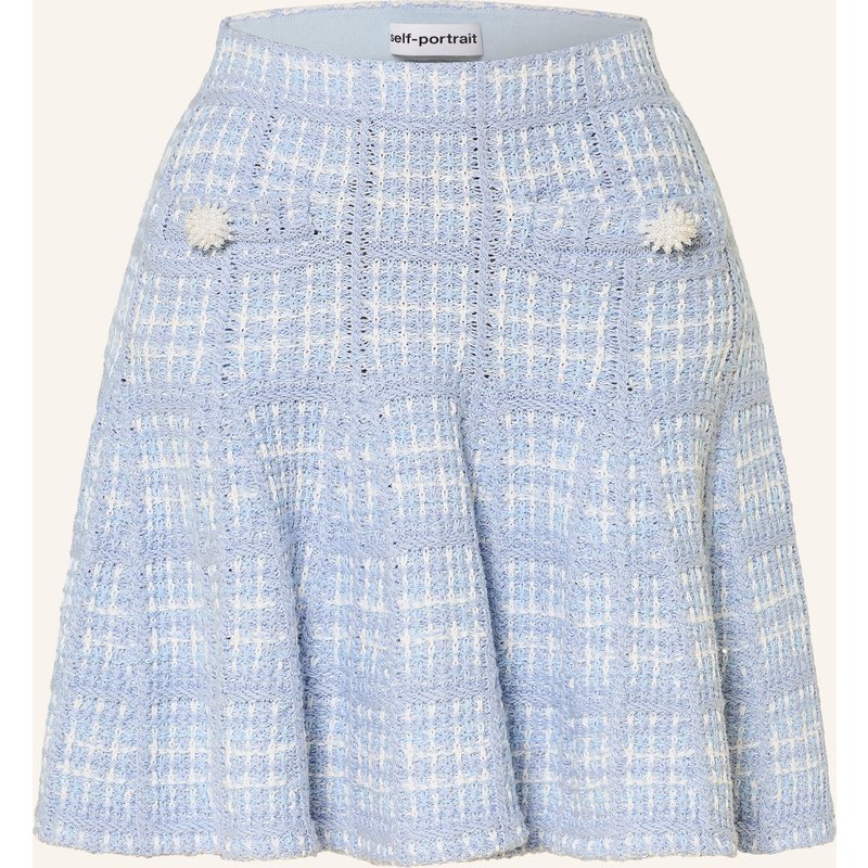 Self-Portrait Tweed-Rock Mit Schmuckperlen Und Pailletten blau
