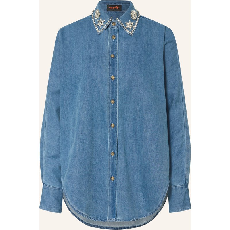 Miss Goodlife Jeansbluse Mit Schmucksteinen blau
