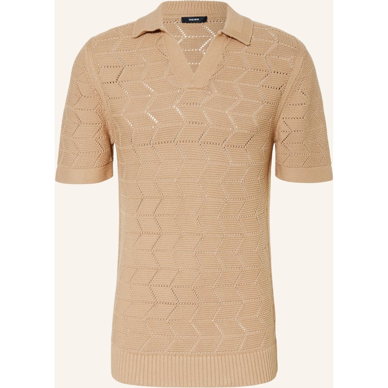 Reiss Strick-Poloshirt Belfort braun
