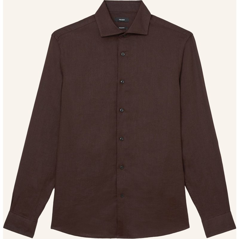 Reiss Leinenhemd Extra Slim Fit braun