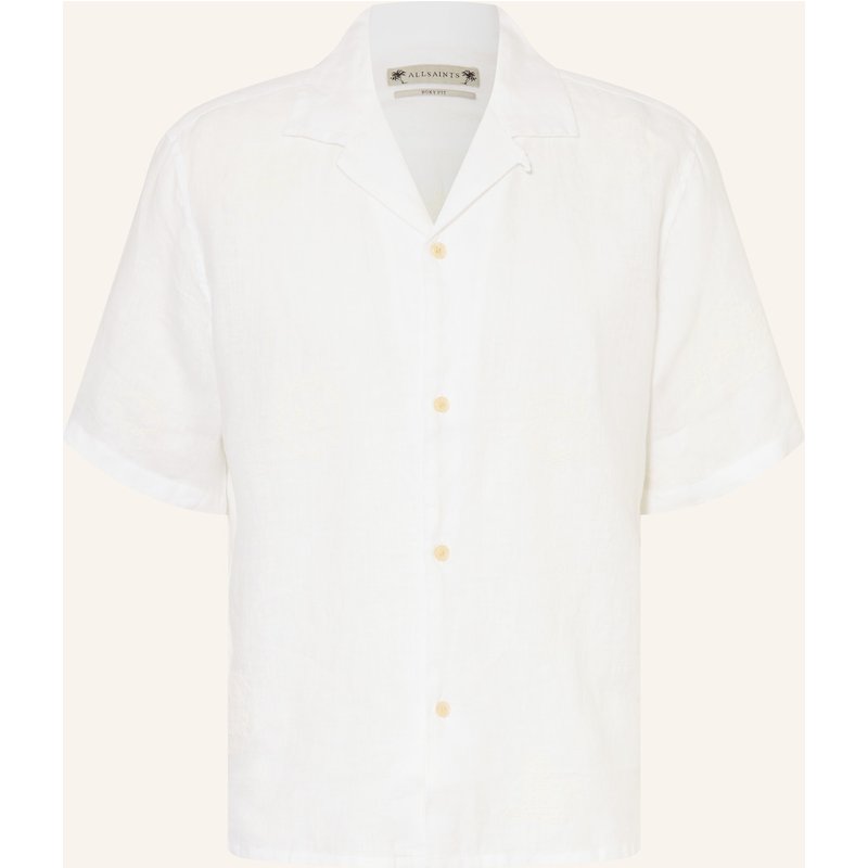 Allsaints Resorthemd Sepal Boxy Fit Aus Leinen weiss