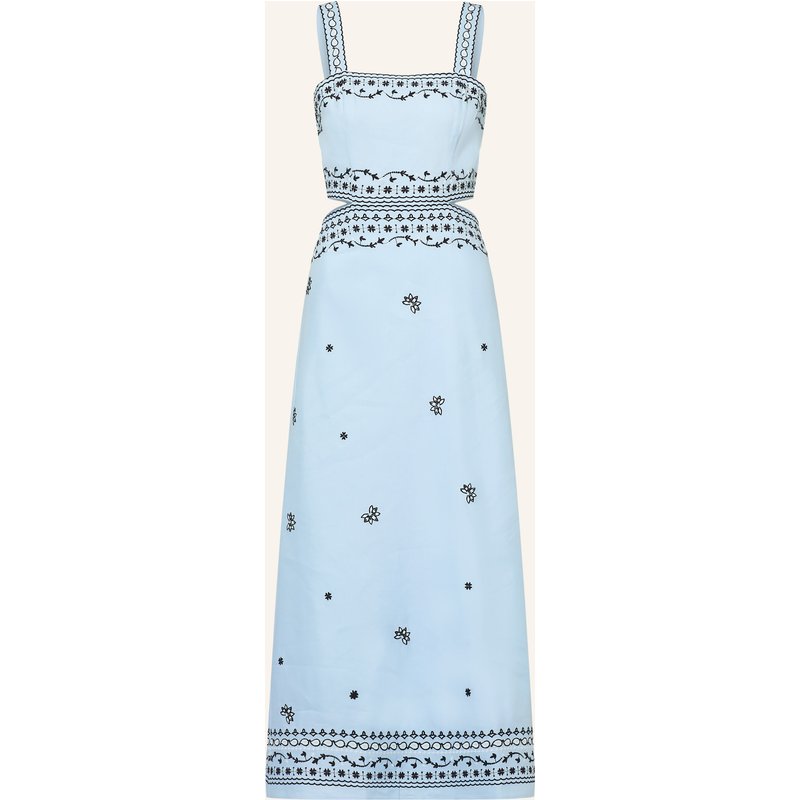 Maje Kleid Mit Leinen Und Cut-Outs blau