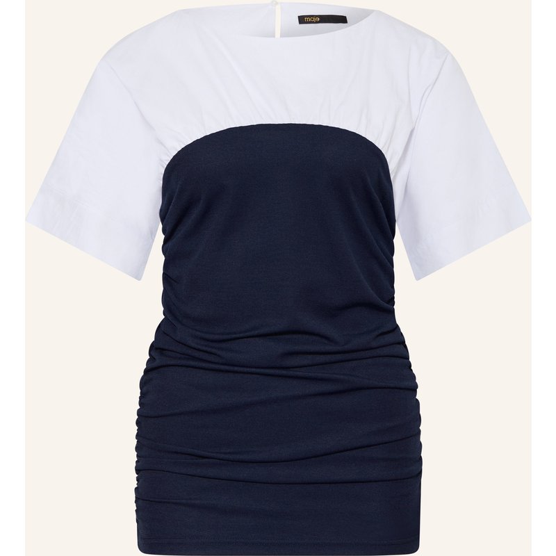 Maje T-Shirt Im Materialmix blau