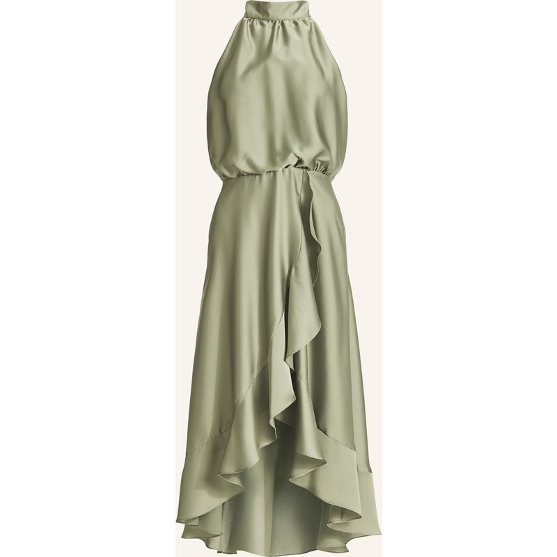 Swing Cocktailkleid Aus Satin Mit Volants gruen