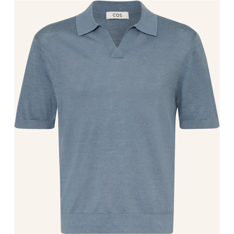 Cos Strick-Poloshirt Loose Fit Aus Leinen blau