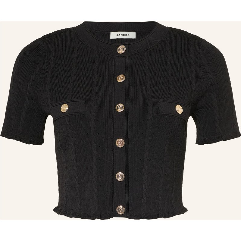 Sandro Strickjacke Mit Rüschen schwarz