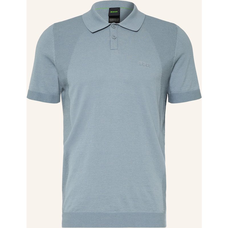 Boss Strick-Poloshirt Momentum Lite Regular Fit blau