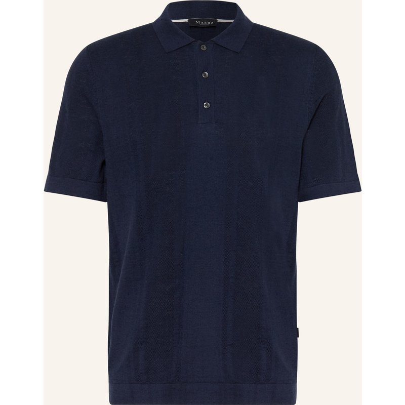 Maerz Muenchen Strick-Poloshirt Mit Leinen blau