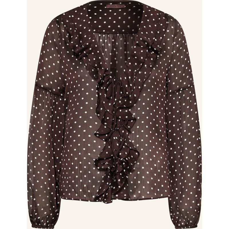 Guess Bluse Emy Mit Volants braun