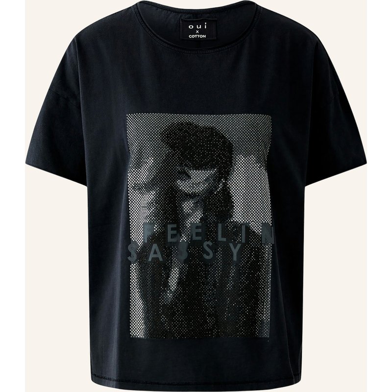 Oui T-Shirt Mit Schmucksteinen schwarz