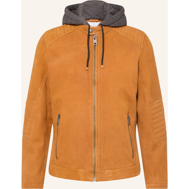 Milestone Lederblouson Msflavio Mit Abnehmbarer Kapuze braun