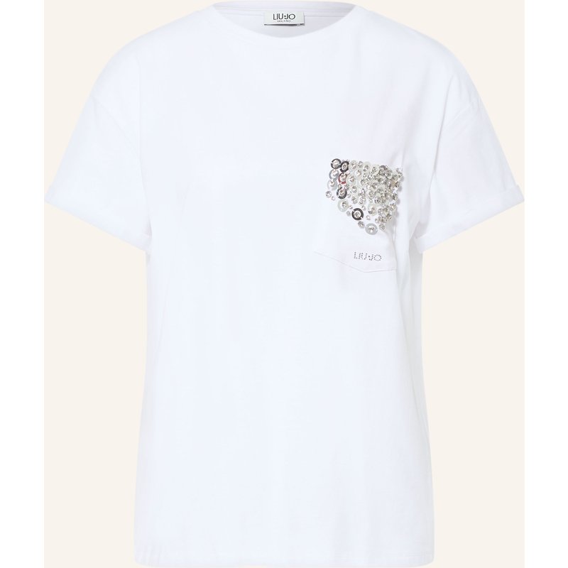 Liu Jo T-Shirt Mit Pailletten Und Schmucksteinen weiss