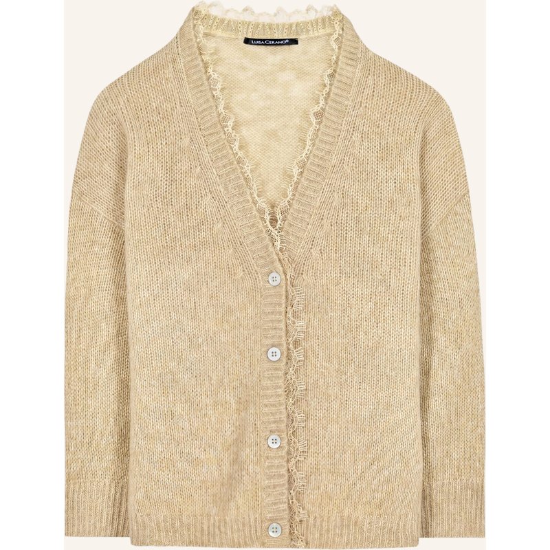 Luisa Cerano Strickjacke Mit Alpaka Und Spitze gelb