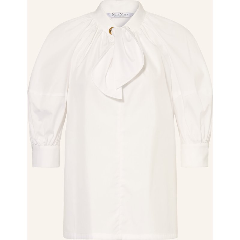 Max Mara Blusenshirt Quinoa Mit 3/4-Arm Und Abnehmbarer Schluppe weiss