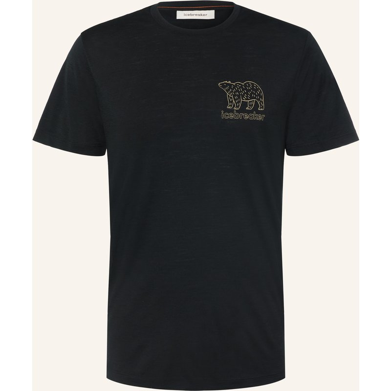 Icebreaker Funktionsshirt 150 Tech Lite Forest Footsteps Aus Merinowolle schwarz