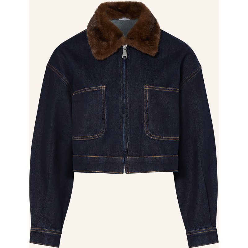 Mrs & Hugs Jeansjacke Mit Abnehmbarem Kunstfell-Kragen blau