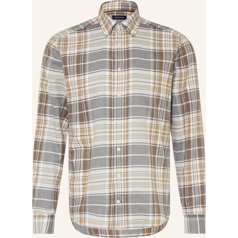 Strokesman's Flanellhemd Regular Fit grau
