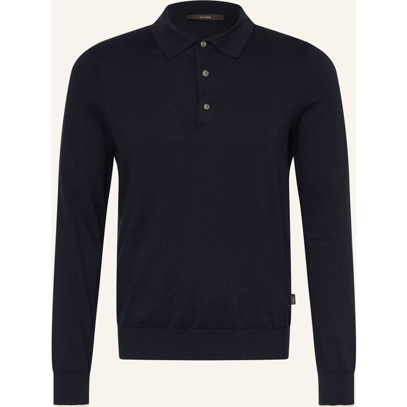 Windsor. Strick-Poloshirt Cashmilo blau