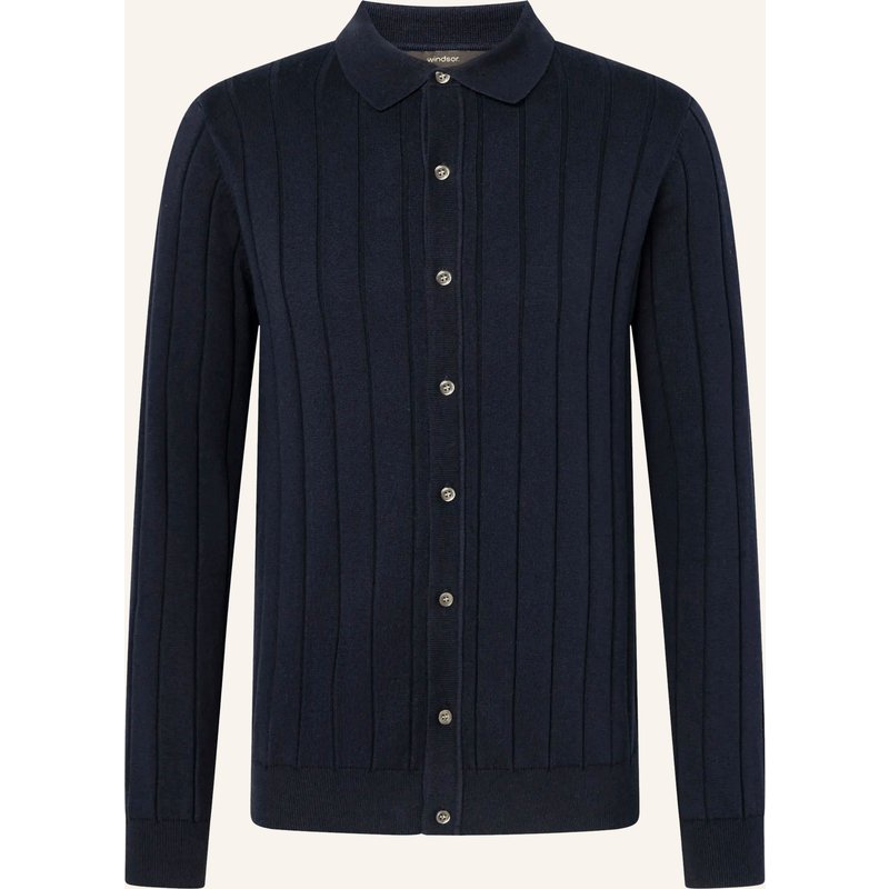 Windsor. Strickhemd Cashmilo Slim Fit blau