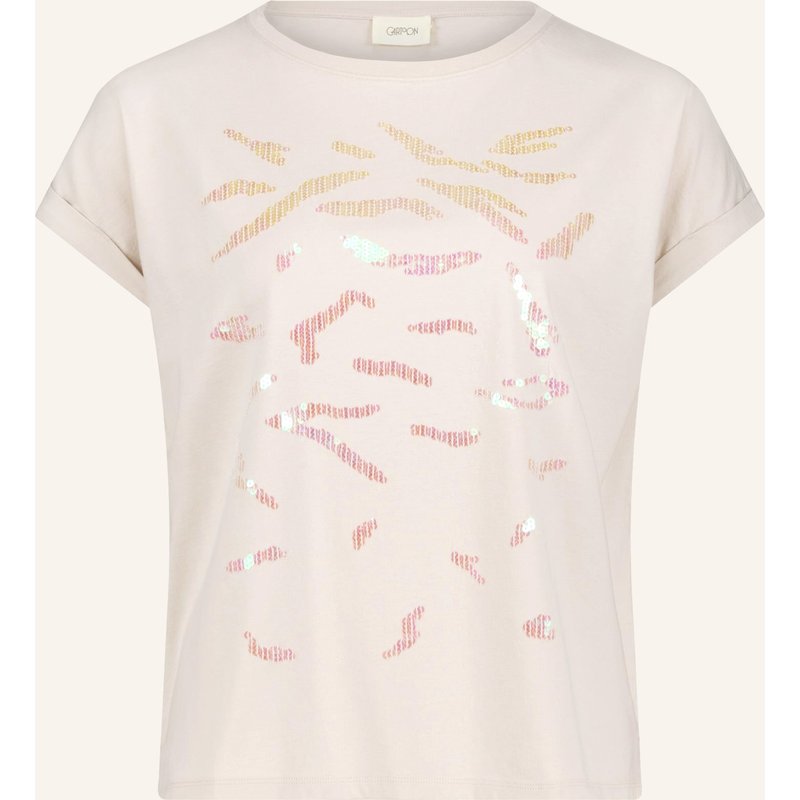Cartoon T-Shirt Mit Pailletten beige