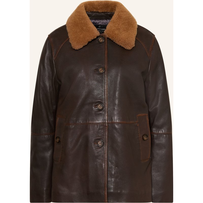 Milestone Lederjacke Msnour Mit Abnehmbarem Kragen braun