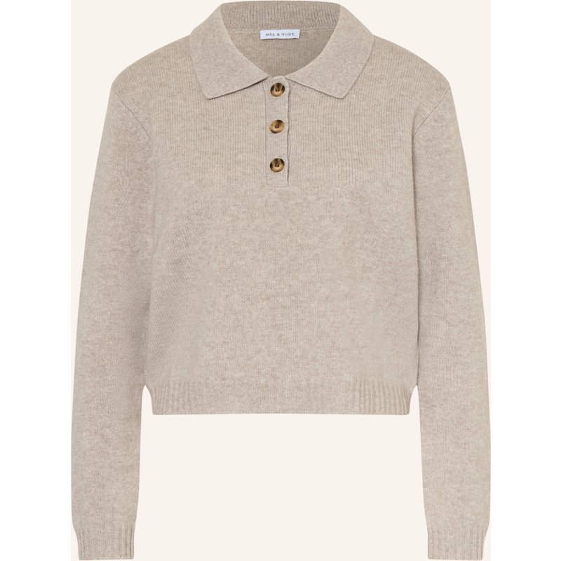Mrs & Hugs Strick-Poloshirt Mit Cashmere weiss