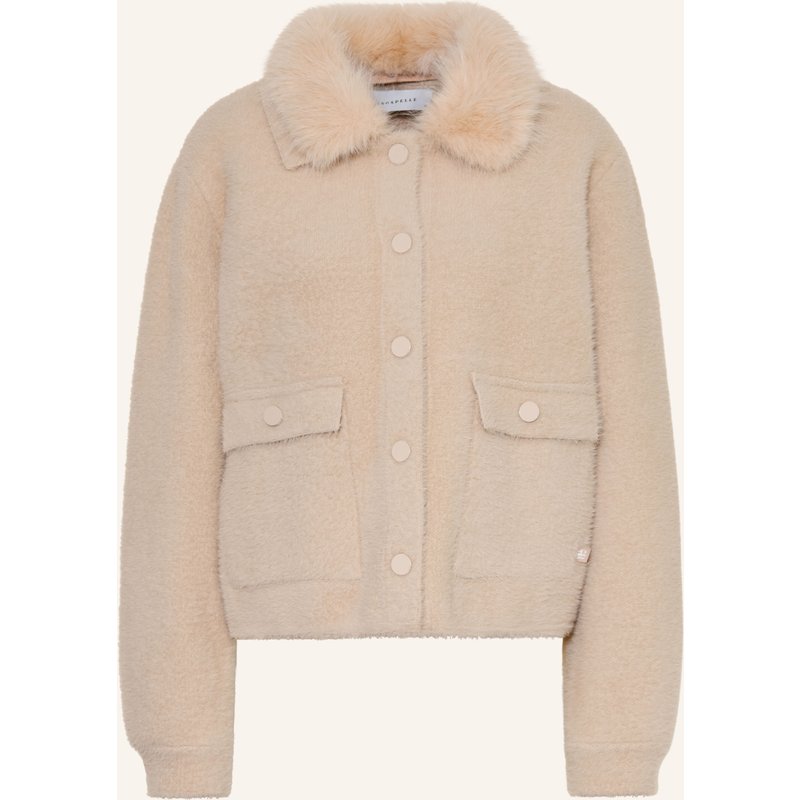 Rino & Pelle Strickjacke Nia Mit Abnehmbarem Kunstfell weiss