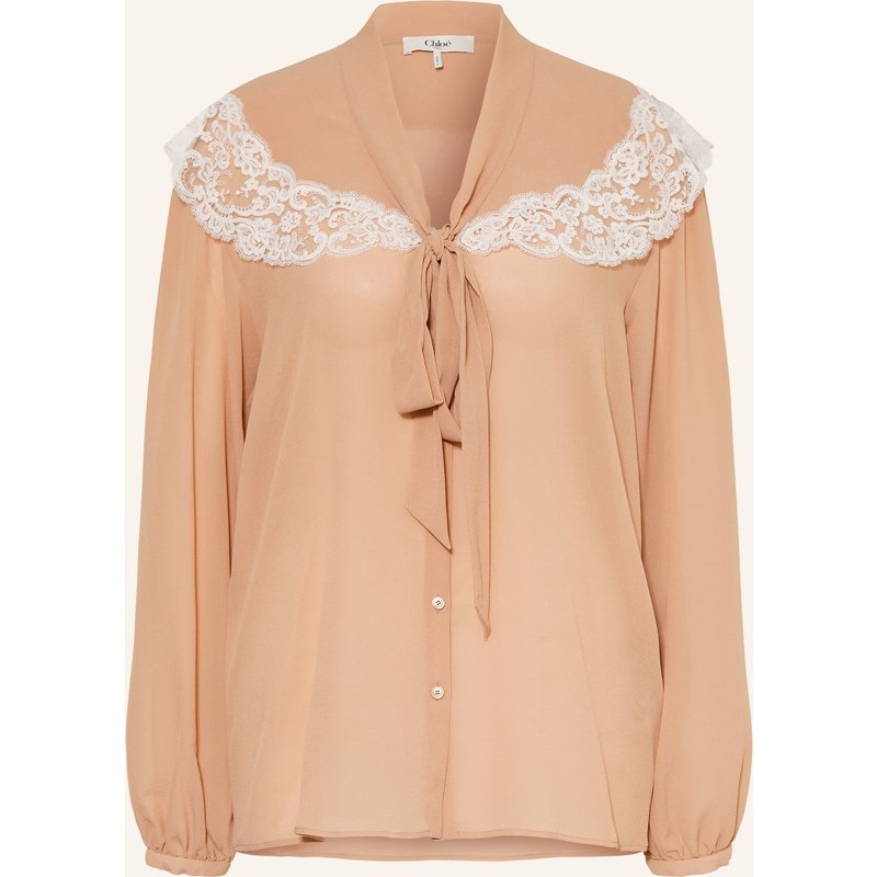 Chloé Schluppenbluse Aus Seide Mit Spitze rosa