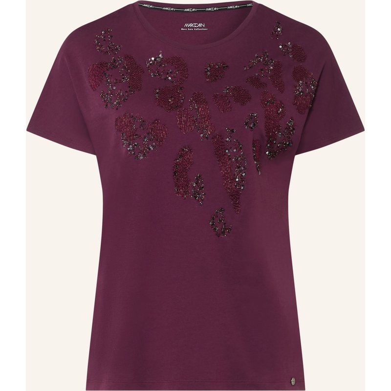 Marc Cain T-Shirt Mit Pailletten Und Schmucksteinen rot