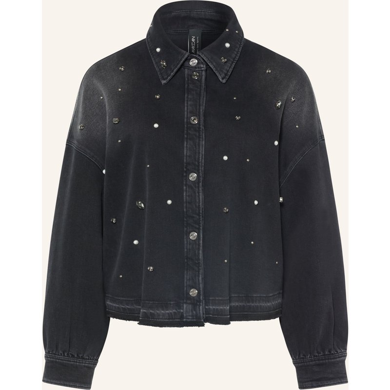 Marc Cain Jeansbluse Mit Schmucksteinen Und Schmuckperlen schwarz