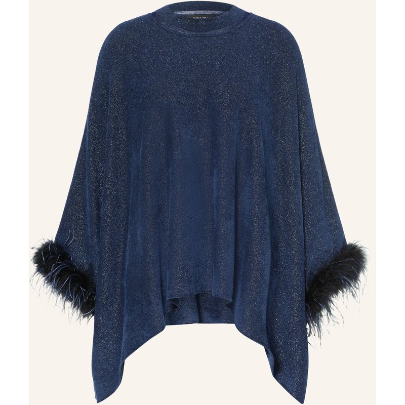 Marc Cain Strick-Poncho Mit Glitzergarn blau