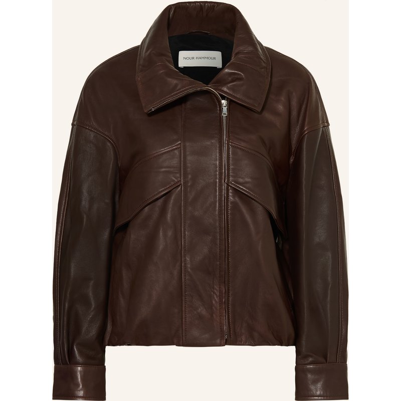 Nour Hammour Lederjacke Roland braun