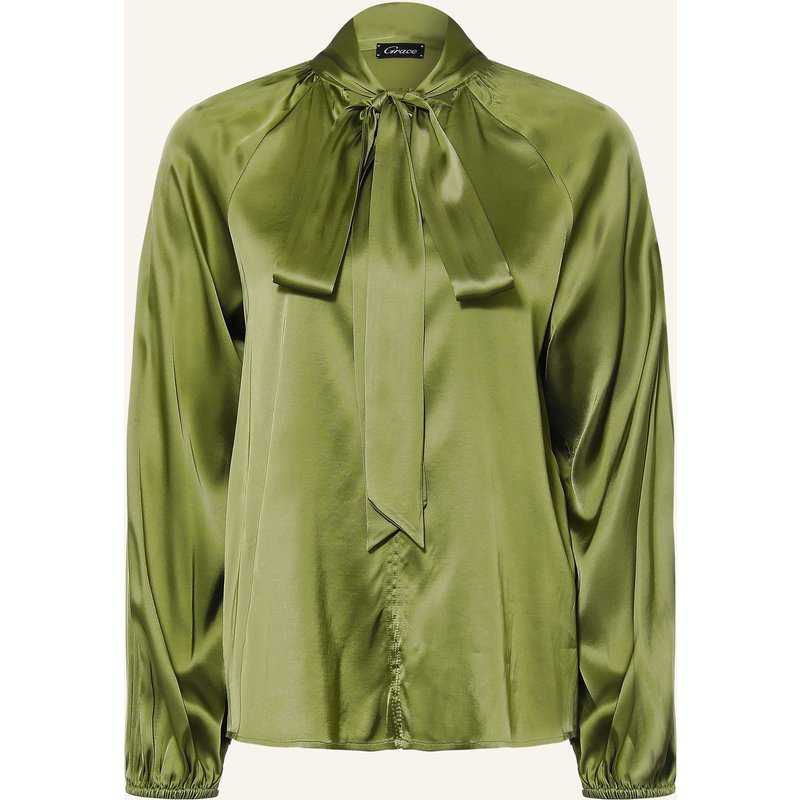 Grace Satinbluse Mit Schluppe gruen