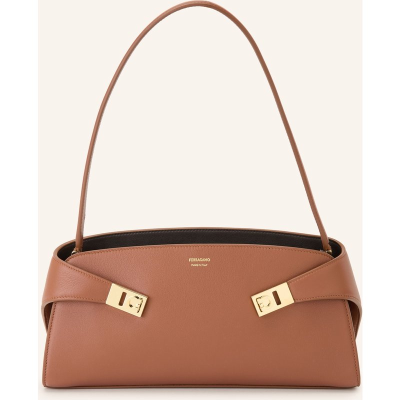 Ferragamo Schultertasche Hug East West braun