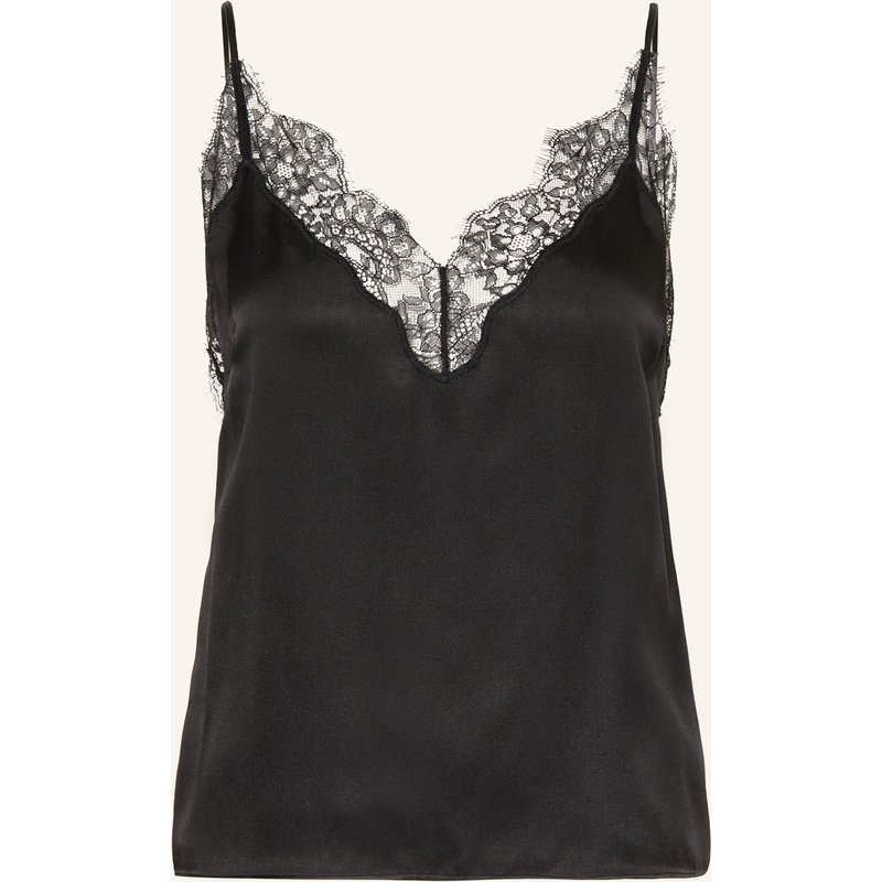 Anine Bing Satintop Mael Mit Seide Und Spitze schwarz
