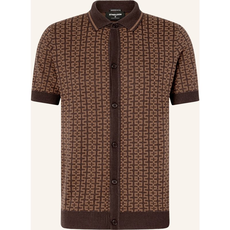 Strellson Strickhemd Andro Extra Slim Fit braun