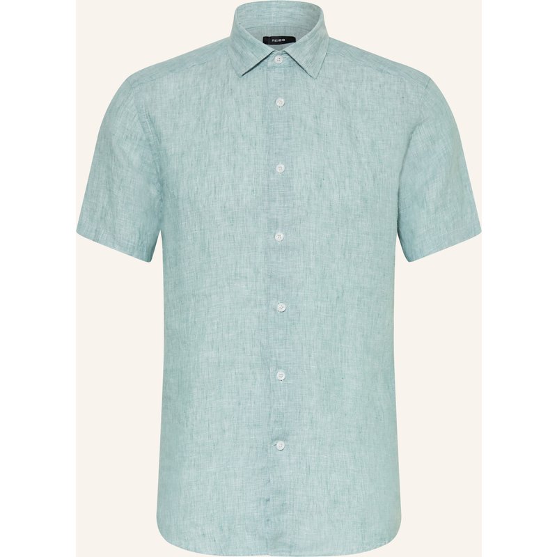 Reiss Kurzarm-Hemd Holiday Slim Fit Aus Leinen gruen