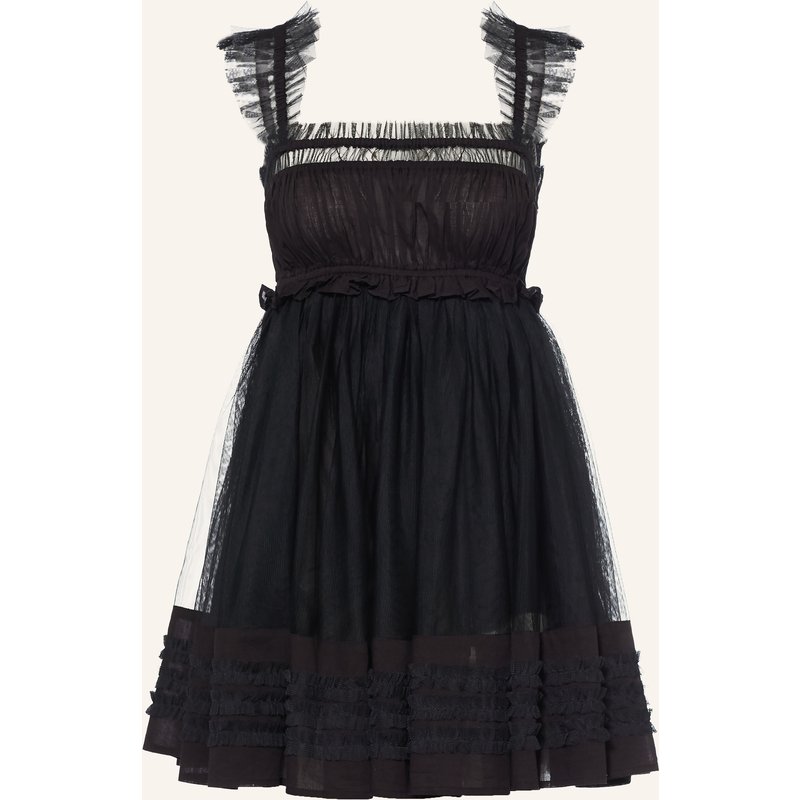 Allsaints Kleid Angela Im Materialmix Mit Rüschen schwarz