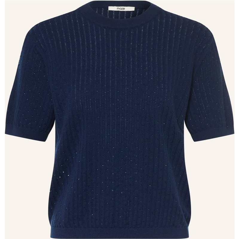 Maje Strickshirt Mit Schmucksteinen blau