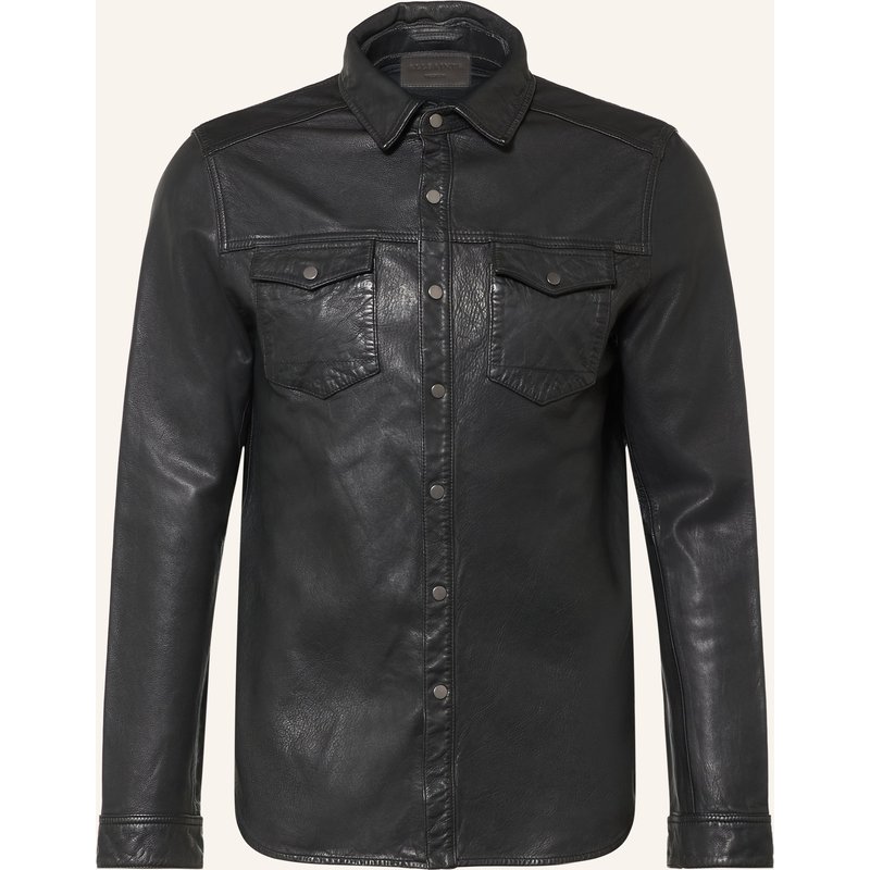 Allsaints Overjacket Irwin Aus Leder schwarz