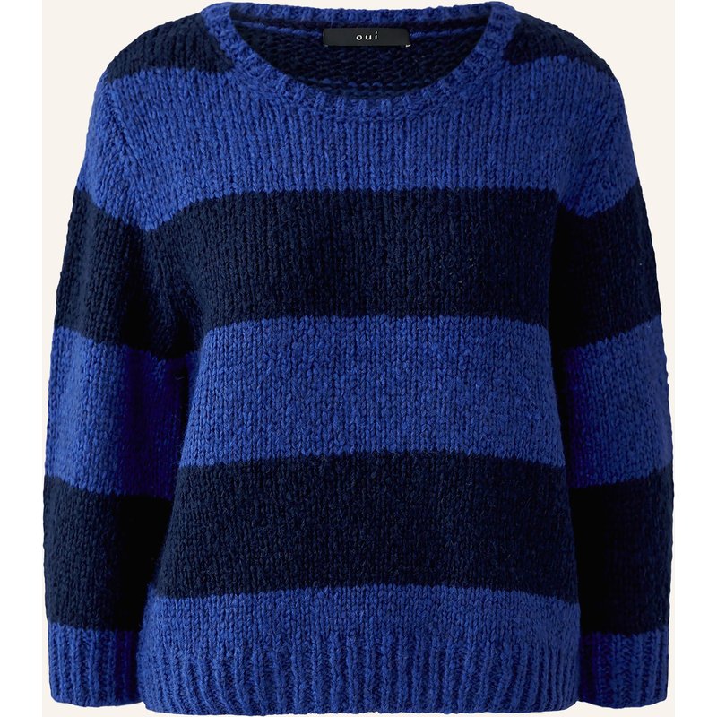 Oui Pullover Mit 3/4-Arm blau