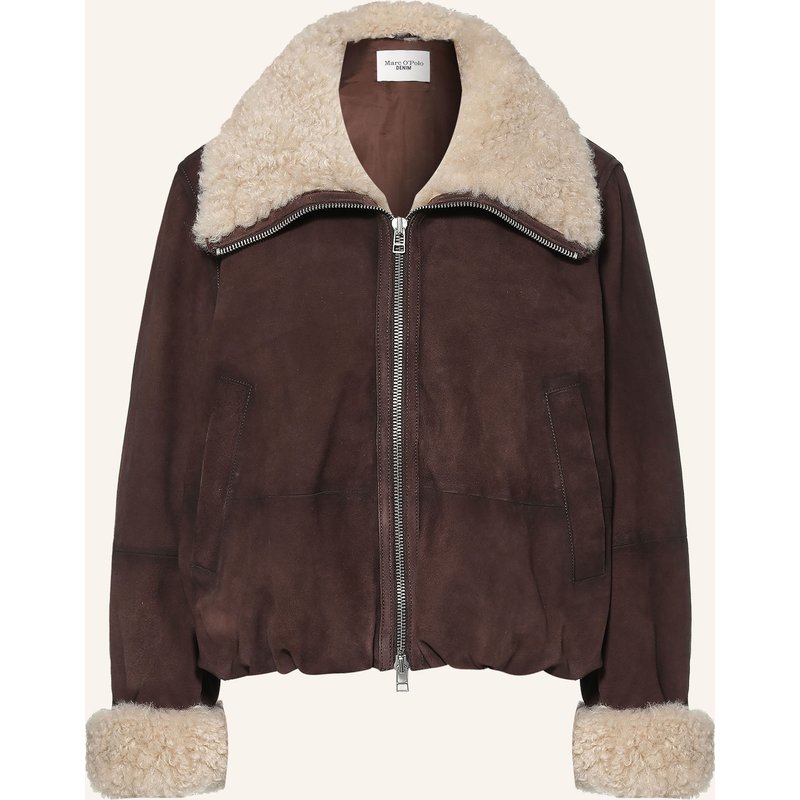 Marc O'polo Denim Lederjacke Mit Kunstfell braun