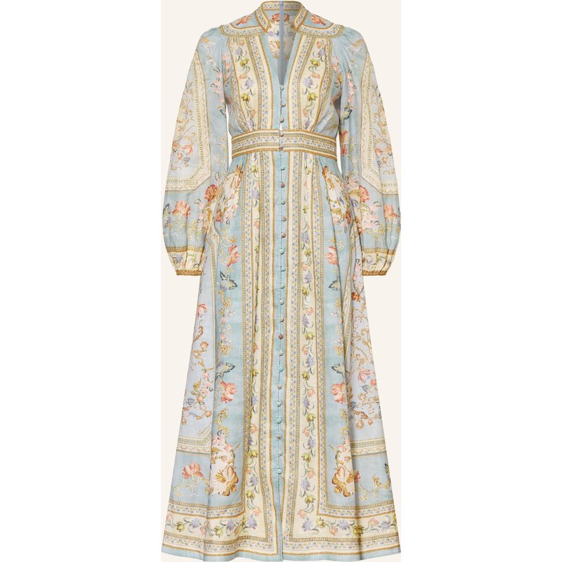 Zimmermann Leinenkleid Roselight Plunge blau