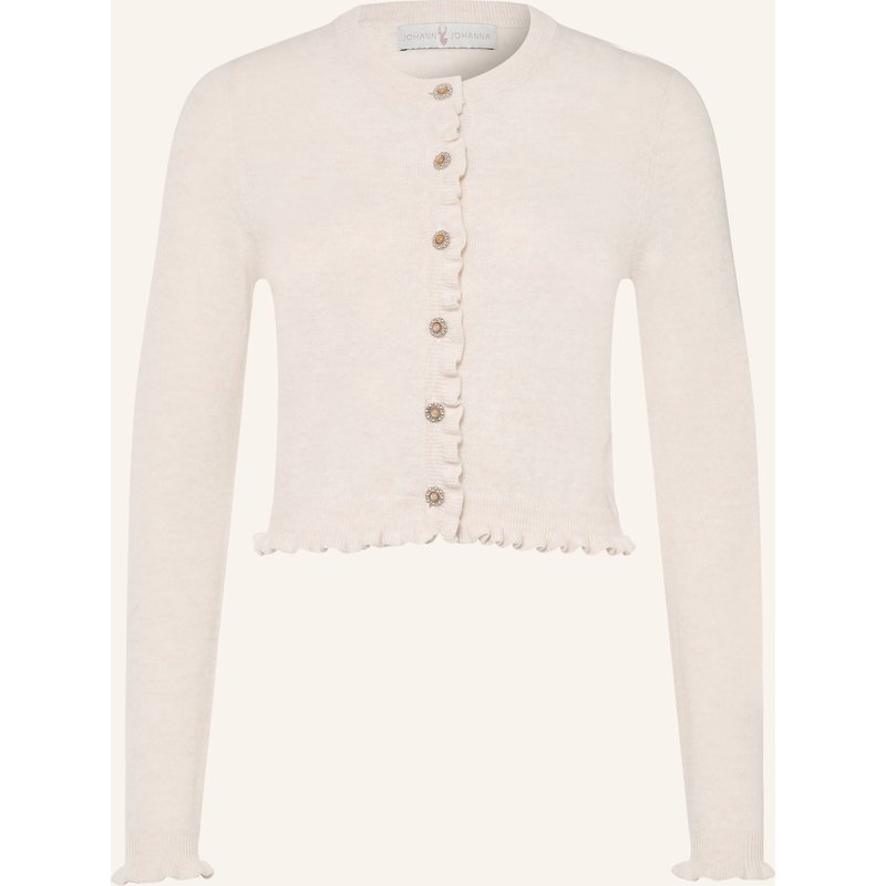 Johann & Johanna Strickjacke Mit Rüschen weiss