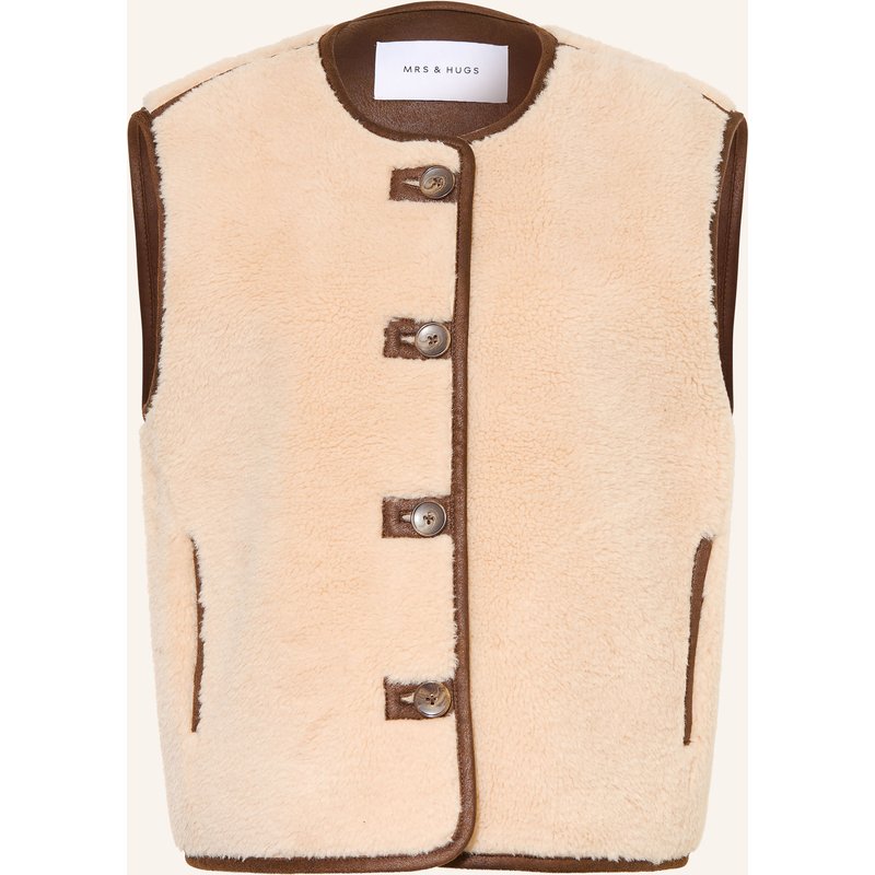Mrs & Hugs Teddyfell-Weste beige